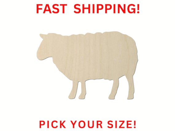 Unfinished Wooden Sheep Shape | Sheep Wood Cutout Shape | Laser Cut Blanks | Farm Animals | DIY Craft Blanks