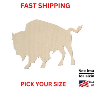 Bison Buffalo - Laser Cut Out Unfinished Wood Craft Shape ANML105 Bison Buffalo - Laser Cut Out Unfinished Wood Craft Shape ANML105