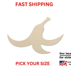 Unfinished Wooden Banana Peel Shape | Unfinished Wooden Banana Peel Fruit Cutout | Craft Supplies | Banana Cut out | Bulk Banana Peel Blank