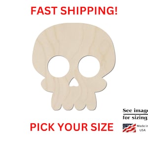 Unfinished Wooden Skull Shape 02 | Skull Wood Cutout Shape | Laser Cut Blanks | Unfinished | DIY Craft Blanks