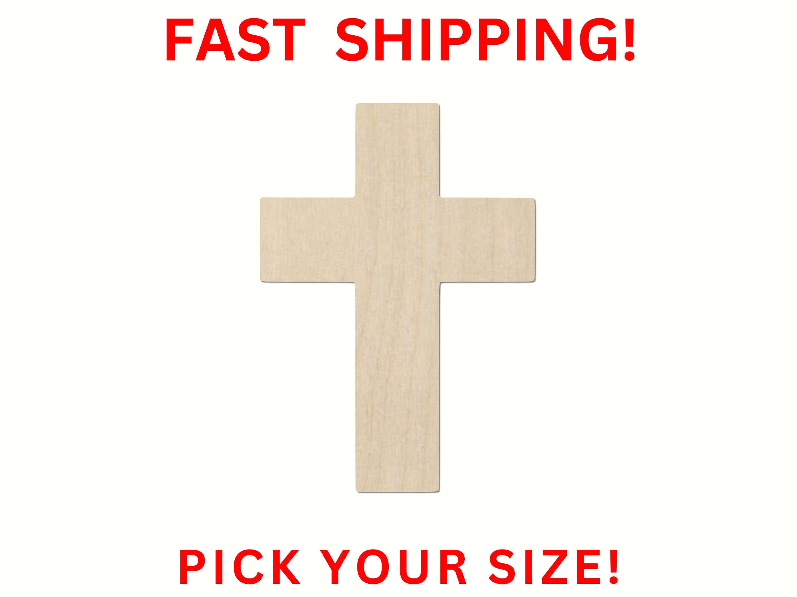 6-Pack Unfinished Wood Cutout Cross Shaped for Craft DIY, Sunday