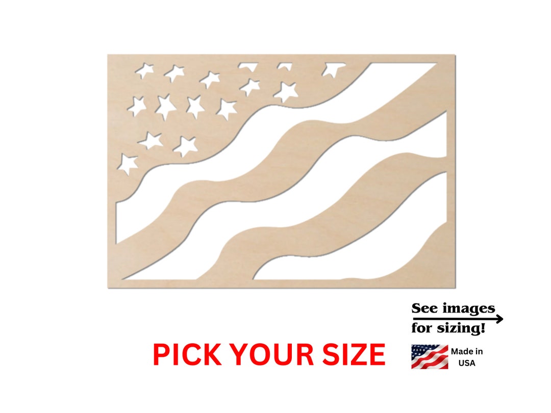 American Flag Shape | USA Flag Wood Cutout Shape | Laser Cut Blanks