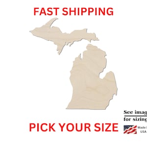 Unfinished Wooden Michigan State Shape | USA State Cutout | Crafting Supplies | Bulk States