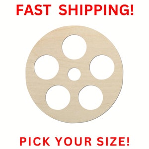 Movie Film Reel - Laser Cut Out Unfinished Wood Craft Shape MVE9 Movie Film Reel - Laser Cut Out Unfinished Wood Craft Shape MVE9