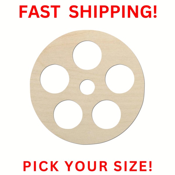 Unfinished Wooden Movie Film Reel Shape | Movie Reel Cutout | Craft Supplies | Movie Theater home theater movies