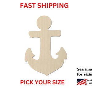 Unfinished Wooden Anchor Shape | Nautical Wood Cutout Shapes Vacation Marine Ship Pirate Sea Ocean Beach