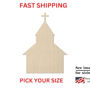 Unfinished Wooden Church Shape | Church Wood Cutout Shape | Laser Cut Blanks | Unfinished | DIY Craft Blanks