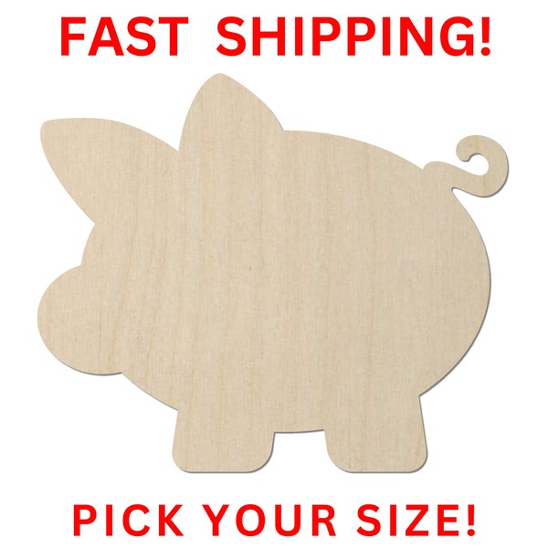 Unfinished Wooden Pig Shape | Coin Bank Shape | Craft Supplies | Wooden Cutout | Piggy Bank Kids Play Cute Pig