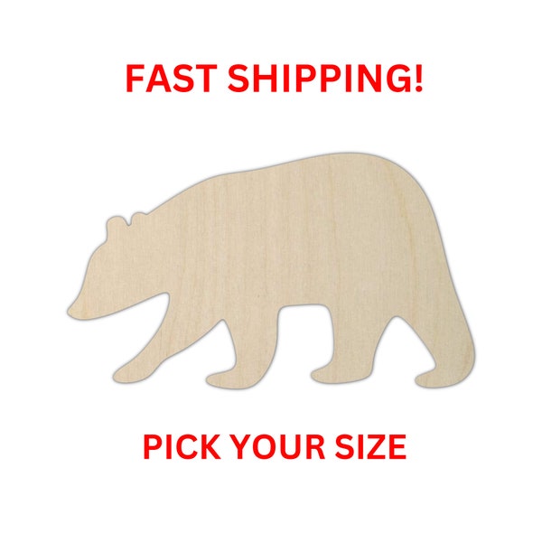 Unfinished Wooden Brown Bear Shape | Bear Wooden Cutout Shape | Laser Cut Blanks | Unfinished | DIY Craft Blanks | Bulk Bear | Mama Bear