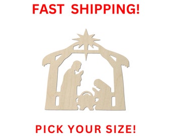 Unfinished Wooden Nativity Shape | Nativity Scene Wood Cutout Shape | Laser Cut Blanks | Unfinished | DIY Craft Blanks