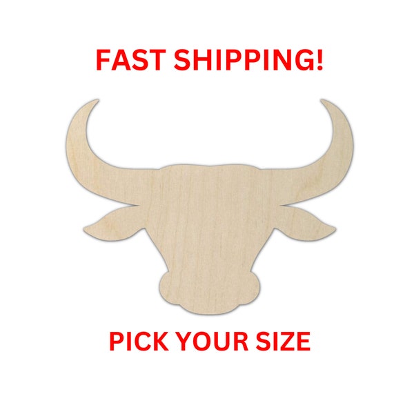 Unfinished Wooden Bull Head Shape | Bull Wood Cutout Shape | Laser Cut Blanks | DIY Craft Blanks | Crafting Supplies | Bulk Bull Head