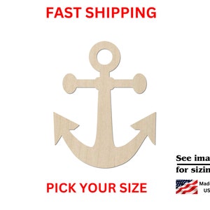 Unfinished Wooden Anchor Shape | Nautical Anchor Wood Cutout Shape | Laser Cut Blanks | Unfinished | DIY Craft Blanks