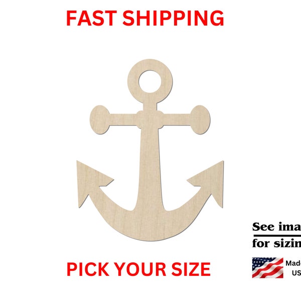 Unfinished Wooden Anchor Shape | Nautical Anchor Wood Cutout Shape | Laser Cut Blanks | Unfinished | DIY Craft Blanks