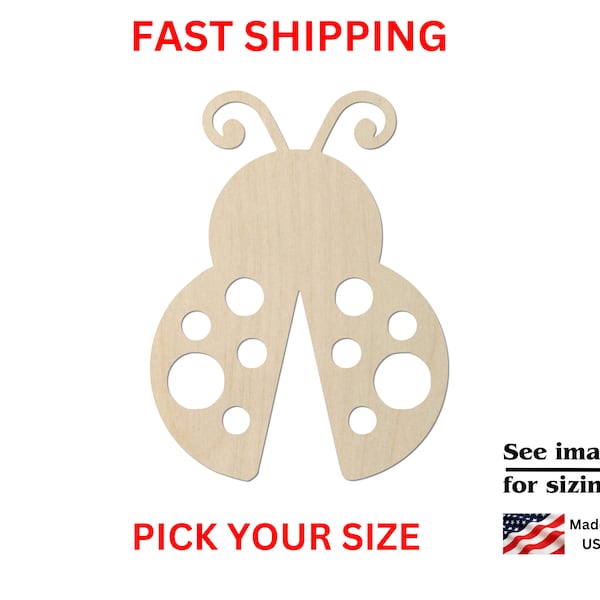 Unfinished Wooden Ladybug Shape | Ladybug Insect Blanks | Crafting Blanks | Laser Cut | DIY Craft Supply