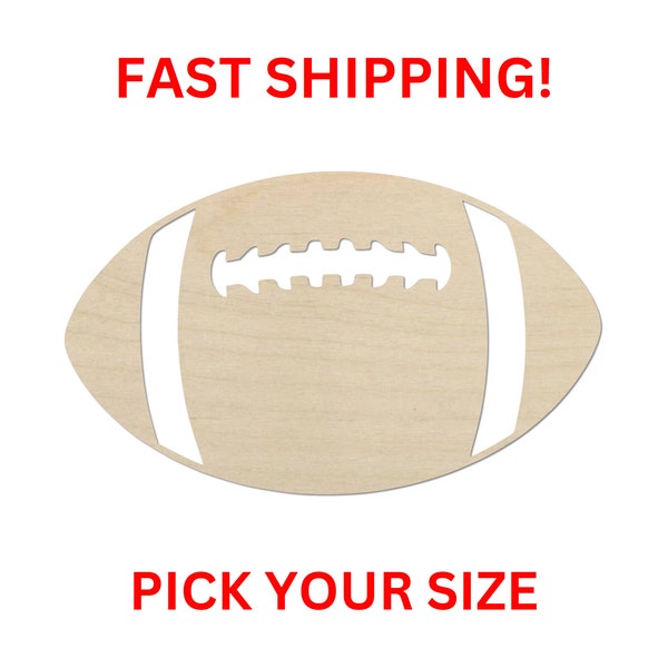 Unfinished Wooden Football Cutout Laces Shape - Pick Size - Crafty Laser Cut Unfinished Cutout Shapes Team High School College