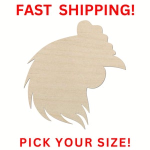 Unfinished Wooden Chicken Head Shape | Chicken Head Wood Cutout Shape | Laser Cut Blanks | Unfinished | DIY Craft Blanks