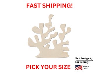 Unfinished Wooden Coral Shape 02 | Sea Coral Reef Cutout | Crafting Blanks | Laser Cut | DIY Craft Supply