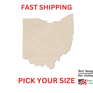 Unfinished Wooden Ohio State Shape | USA State Cutout | Crafting Supplies | Bulk States
