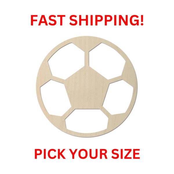Unfinished Wooden Soccer Ball Shape | Wood Shapes | Laser Cut Blank Cutout | Craft Supplies | Bulk Wholesale | Soccer League | Sports Hobby