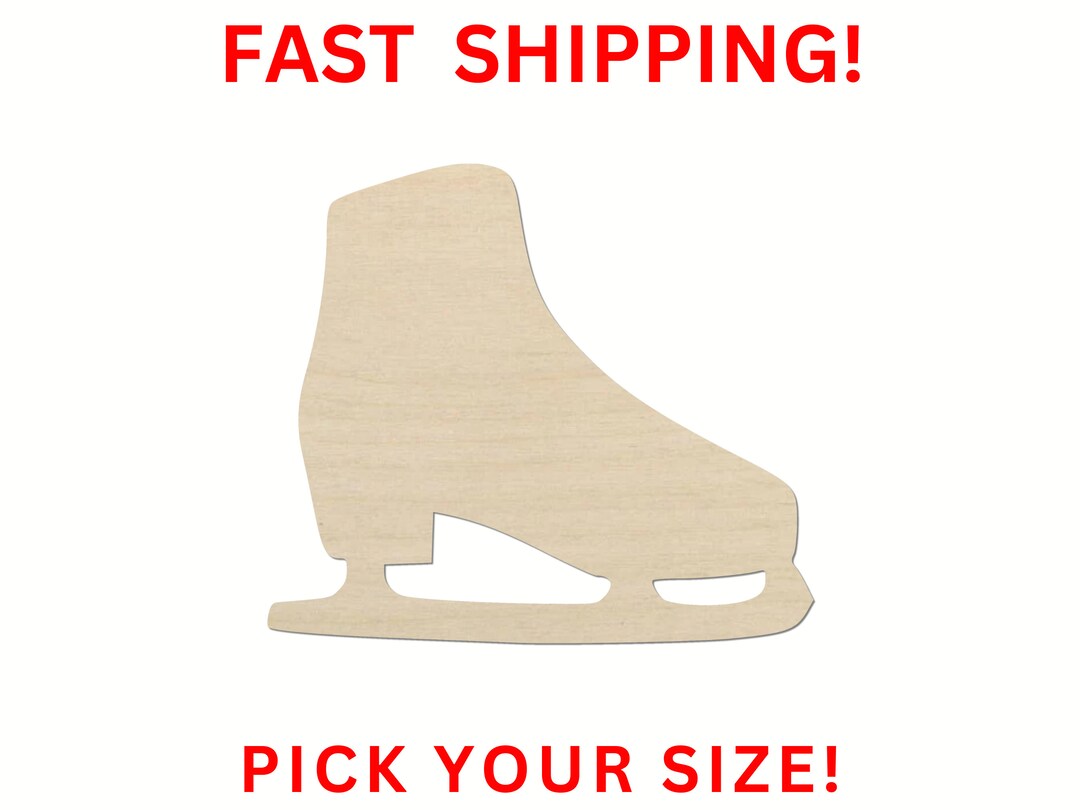 Unfinished Wooden Ice Skate Shape Skate Cutout Craft Supplies Bulk