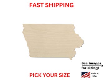 Unfinished Wooden Iowa State Shape | USA State Cutout | Crafting Supplies | Bulk States