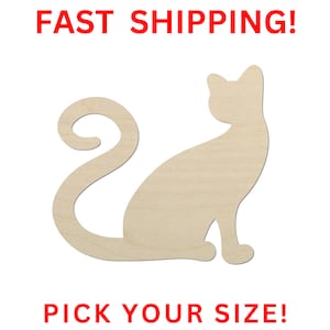 Unfinished Wooden Cat Shape | Cat Blank Cutout | Craft Supplies | Bulk Cat
