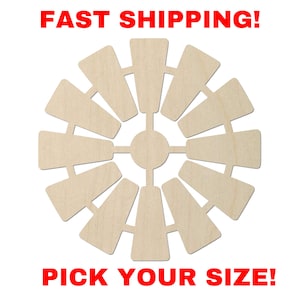 Unfinished Wooden Windmill Shape | Farmhouse Windmill Blank Cutout | Craft Supplies | Bulk Windmill