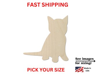 Unfinished Wooden Cat Shape | Pet Cat | Cat Blank Cutout | Craft Supplies | Bulk Cat