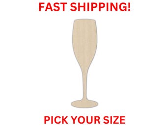 Unfinished Wooden Champagne Glass Shape | Champagne Glass Cut Out | Craft Supplies | Crafting Blanks