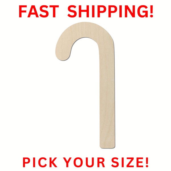 Unfinished Wooden Candy Cane Shape 01 | Unfinished Wooden Candy Cane Cutout | Craft Supplies | Candy Cane Cut out