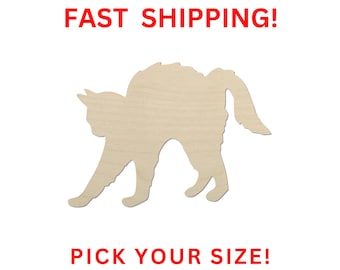Unfinished Wooden Cat Shape | Cat Blank Cutout | Craft Supplies | Bulk Cat