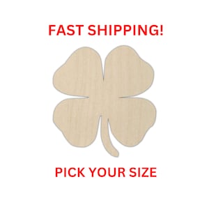 Unfinished Wooden Clover Blank | 4 Leaf Clover Wood Cutout Shape | Laser Cut Blanks | Unfinished | DIY Craft Blanks | St. Patrick&#39;s Day