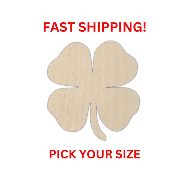 Unfinished Wooden Clover Blank | 4 Leaf Clover Wood Cutout Shape | Laser Cut Blanks | Unfinished | DIY Craft Blanks | St. Patrick's Day