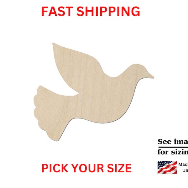 Unfinished Wooden Dove Shape 02 | Bird Cutout | Dove Love Bird Blank | DIY Crafting Supplies