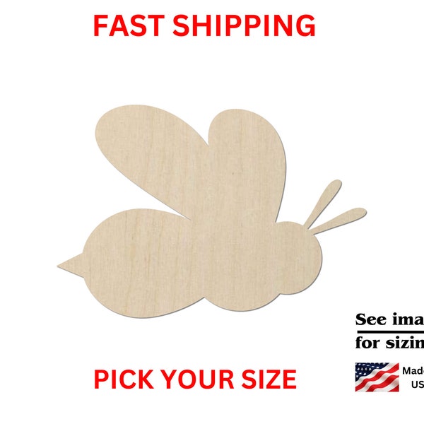 Unfinished Wooden Bee Shape 01 | Bee Wood Cutout Shape | Laser Cut Blanks | Unfinished | DIY Craft Blanks