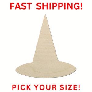 Unfinished Wooden Witch Hat Shape 01 | Wood Cutout Shape | Laser Cut Blanks | Unfinished Halloween | DIY Craft Blanks
