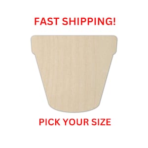 Unfinished Wooden Flower Pot Shape | Flower Pot Cut Out | Wood Craft Supplies | Blank for Craft | Laser Cut | DIY Craft Cutout