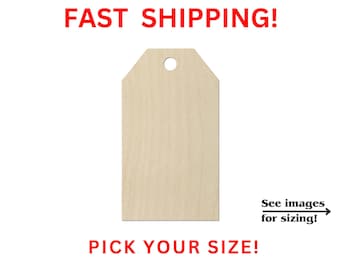 Unfinished Wooden Gift Tag Shape 11 | DIY Craft Supplies | Gift Tag Cut Out | Birthday Tag | Present Tag | DIY Wood Craft Tag