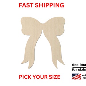 Unfinished Wooden Bow Shape 02 | Bow Wood Cutout Shape | Laser Cut Blanks | Unfinished | DIY Craft Blanks