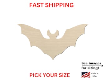 Unfinished Wooden Bat Shape 12 | Halloween Bat Cutout | Craft Supplies | Bulk Bats | Laser Cut | Crafting Bats Bulk