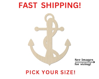 Unfinished Wooden Anchor Shape | Nautical Wood Cutout Shapes Vacation Marine Ship Pirate Sea Ocean Beach