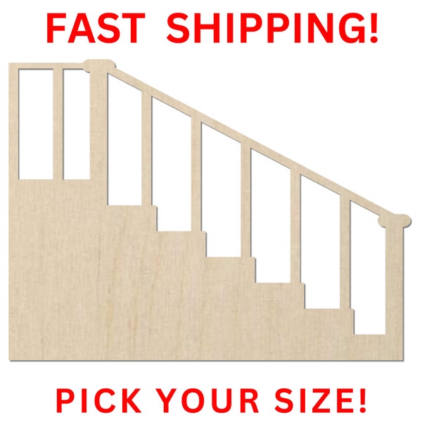 Unfinished Wooden Stairs Shape | Stair Wood Shape | Wood Craft Supplies | Blank for Craft | Laser Cut | Steps | DIY Craft Cutout