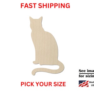 Unfinished Wooden Cat Shape | Pet Cat | Cat Blank Cutout | Craft Supplies | Bulk Cat