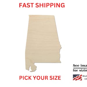 Unfinished Wooden Alabama State Shape | USA State Cutout | Crafting Supplies | Bulk States