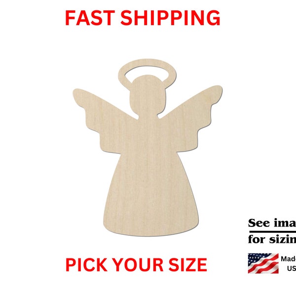 Unfinished Wooden Angel Shape 02 | Angel Halo Wood Shape | Wood Craft Supplies | Blank for Craft | Laser Cut | Angel | DIY Craft Cutout
