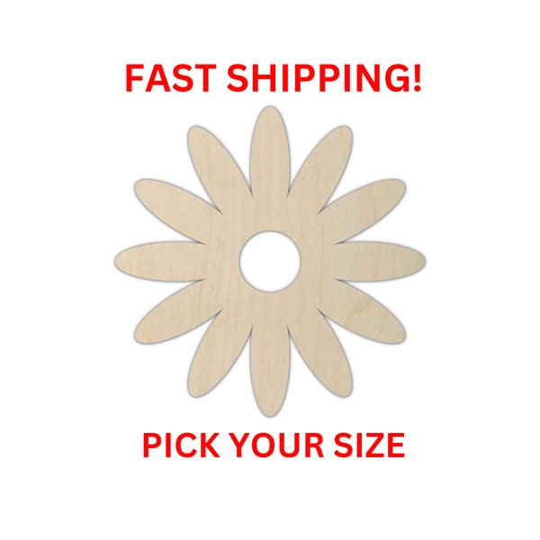 Unfinished Wooden Daisy Shape | Unfinished Wooden Daisy Flower Cutout | Craft Supplies | Laser Cut | Bulk Daisy Blank