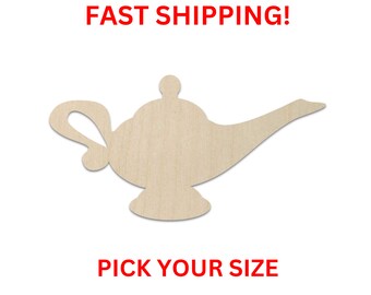 Unfinished Wooden Genie Lamp Shape | Craft Supplies | Wooden Cutout | DIY Craft Cut Out