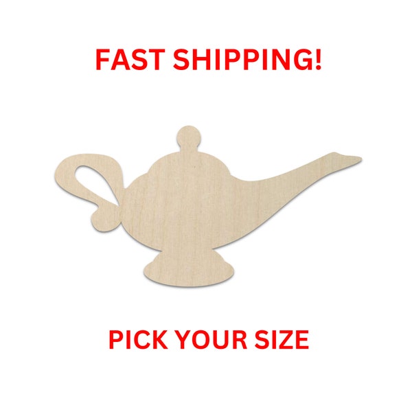 Unfinished Wooden Genie Lamp Shape | Craft Supplies | Wooden Cutout | DIY Craft Cut Out