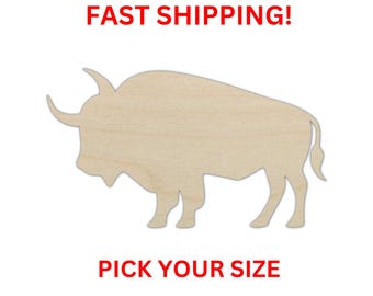 Unfinished Wooden Buffalo Shape | Buffalo Wood Cutout Shape | Laser Cut Blanks | Unfinished | DIY Craft Blanks | Bison Buffalo