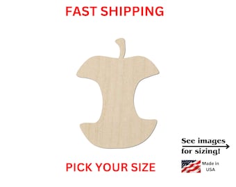 Unfinished Wooden Apple Core Shape | Wood Apple Core Cutout Shape | Laser Cut Blanks | Unfinished | DIY Craft Blanks